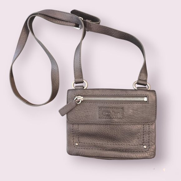 Cole Haan Leather Crossbody Bag  Charcoal Grey - Picture 1 of 4